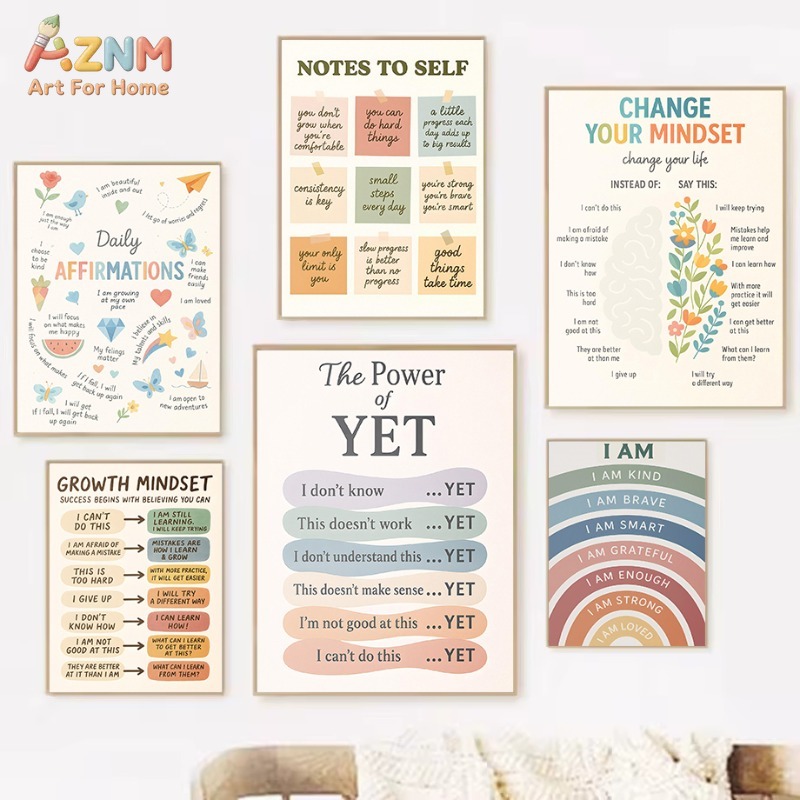 Kids Education Motivation - AZNM 소프트 파스텔 성장 사고방식 캔버스