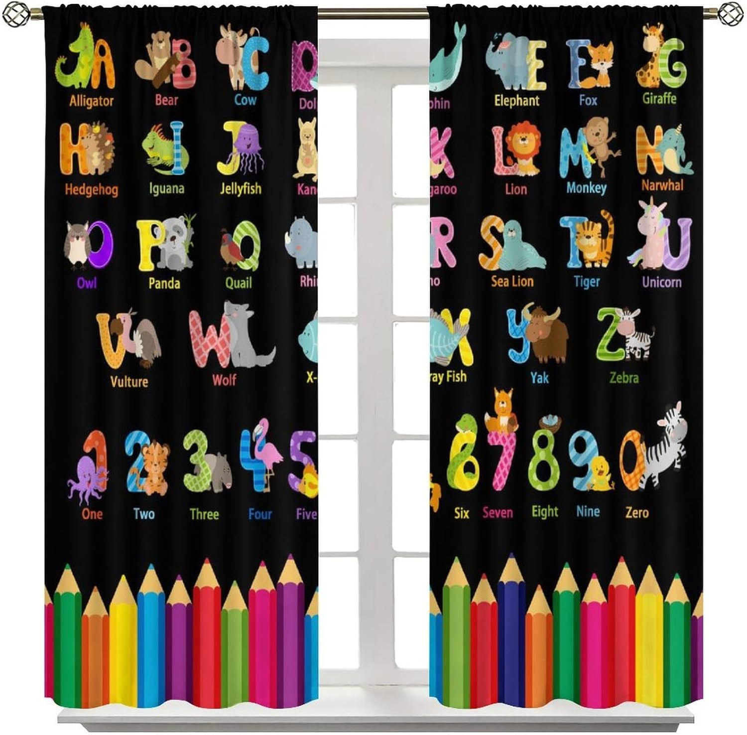 만화 ABC 알파벳 커튼, 화려한 동물 교육용 프린트, - Kids Education Youtube 리뷰 및 가격